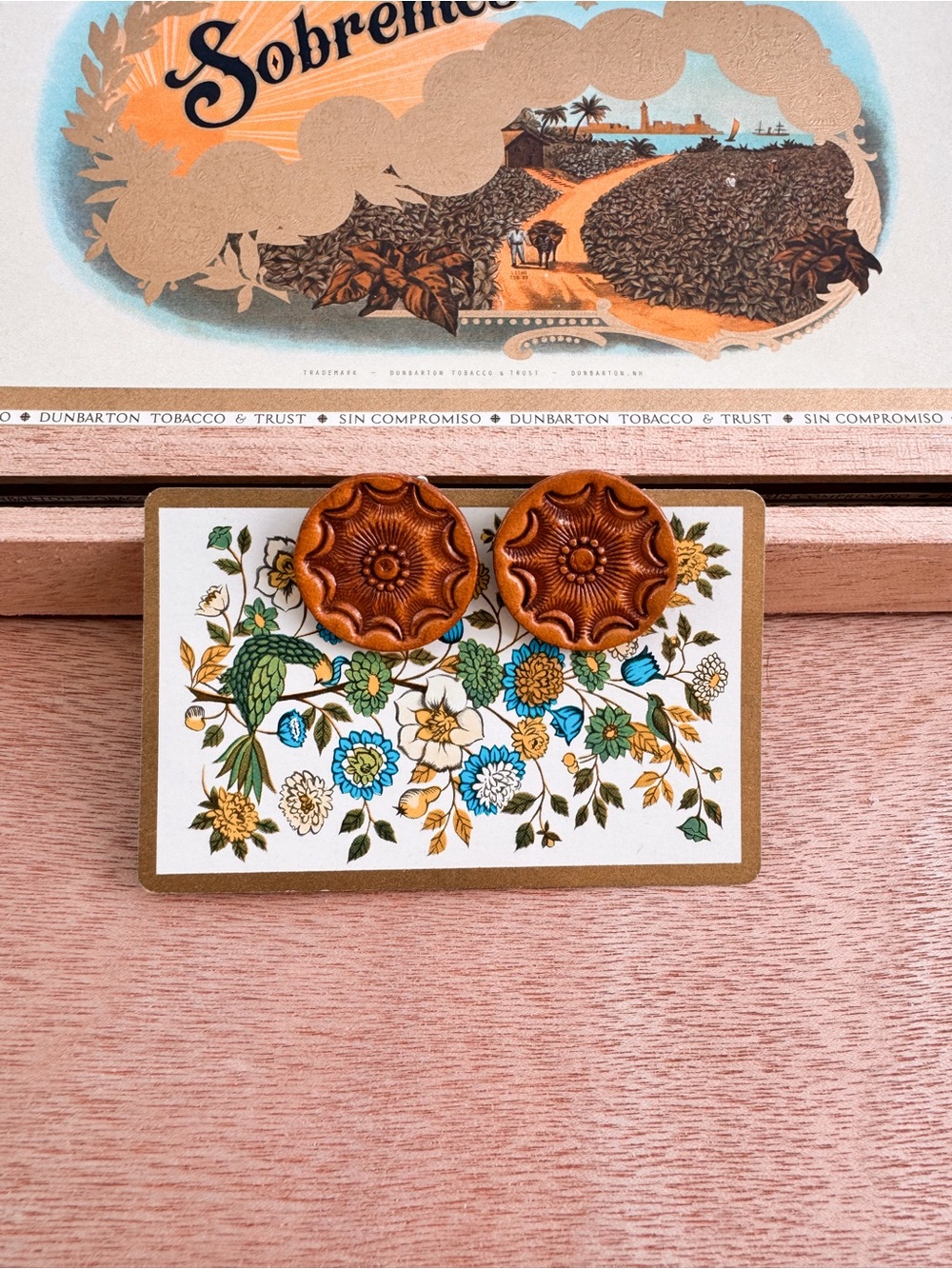 Vintage Leather CLIP ON Earrings